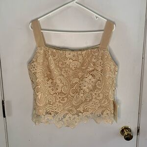 LT Lanting Bride cream lace top with chiffon straps and fully lined Size XL